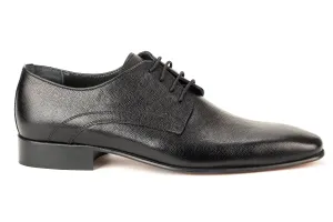 6749-OPS - Mirage Men's Black Lace Plain Toe Textured Leather