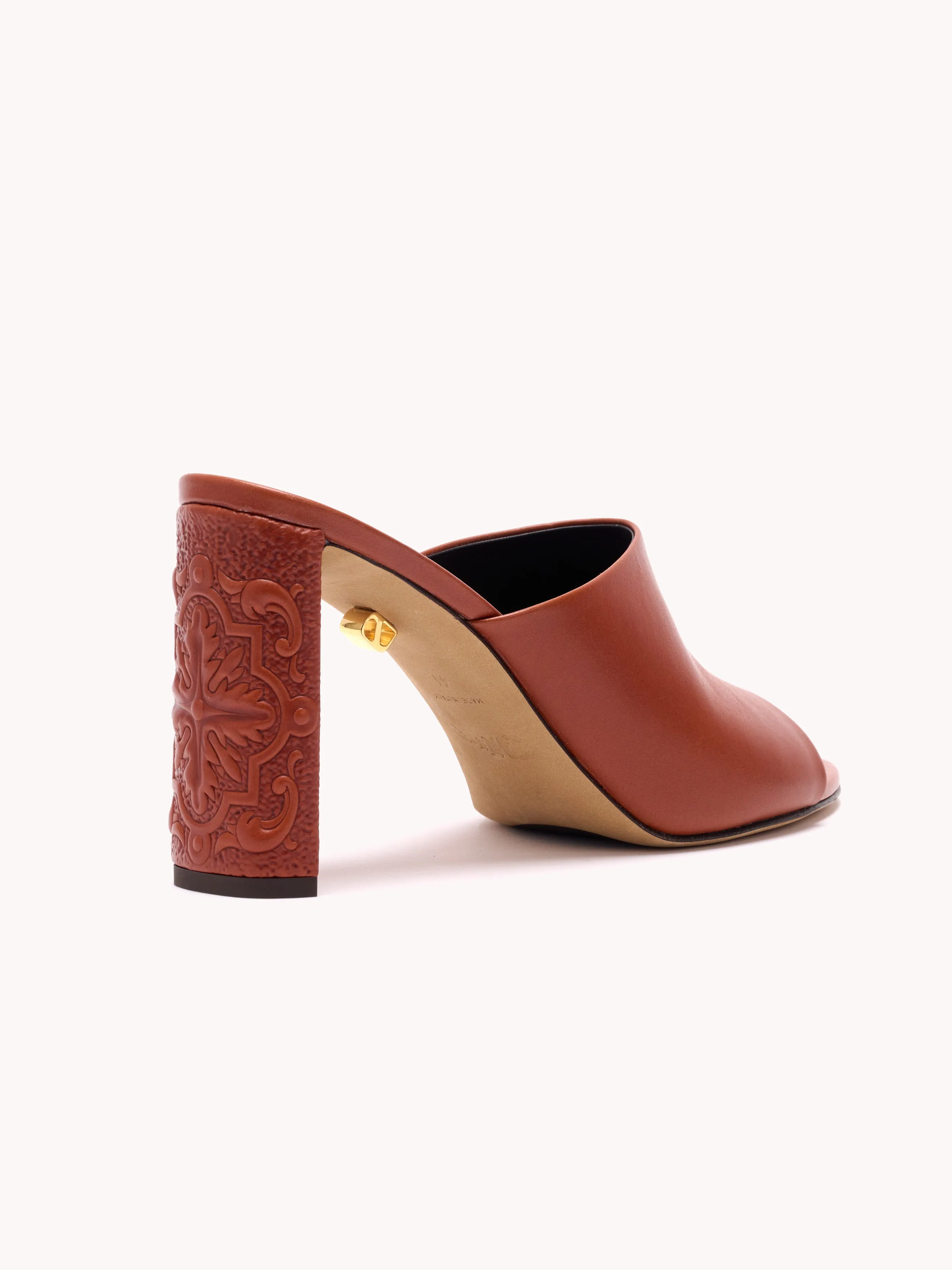 Annabelle Maca High-Heel Nappa Cognac Mules