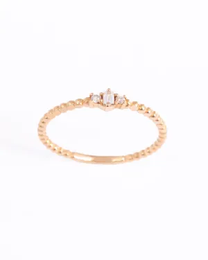 Baguette 18K Gold, Whitegold or Rosegold Ring w. Diamonds