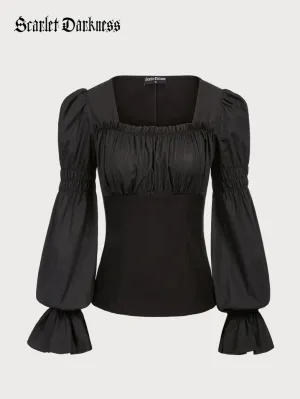 Boho Long Sleeve Pleated Lolita Blouse