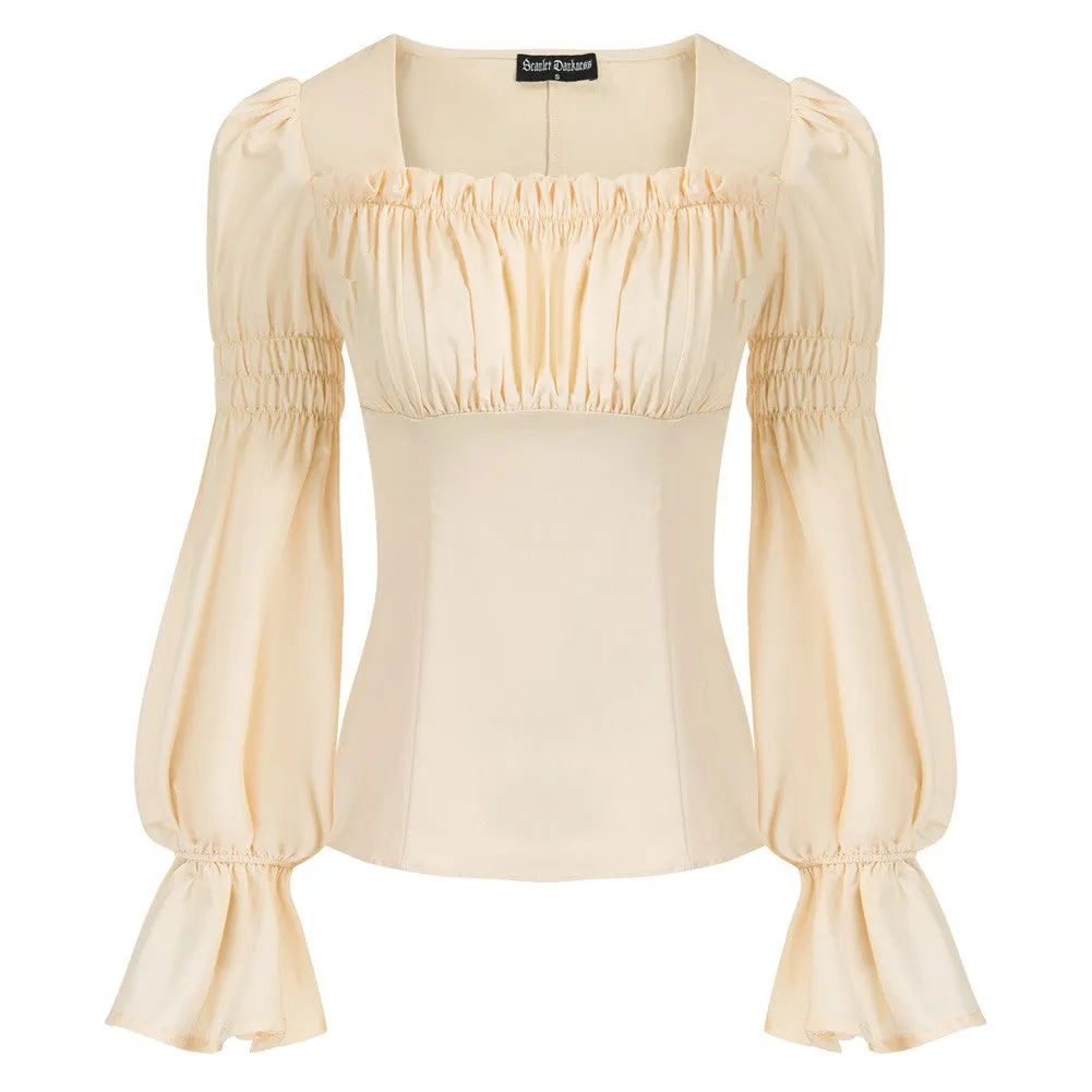 Boho Long Sleeve Pleated Lolita Blouse