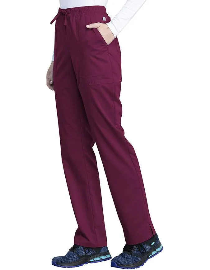 Cherokee Workwear Revolution Tech Women's Mid Rise Straight Leg Drawstring Pant