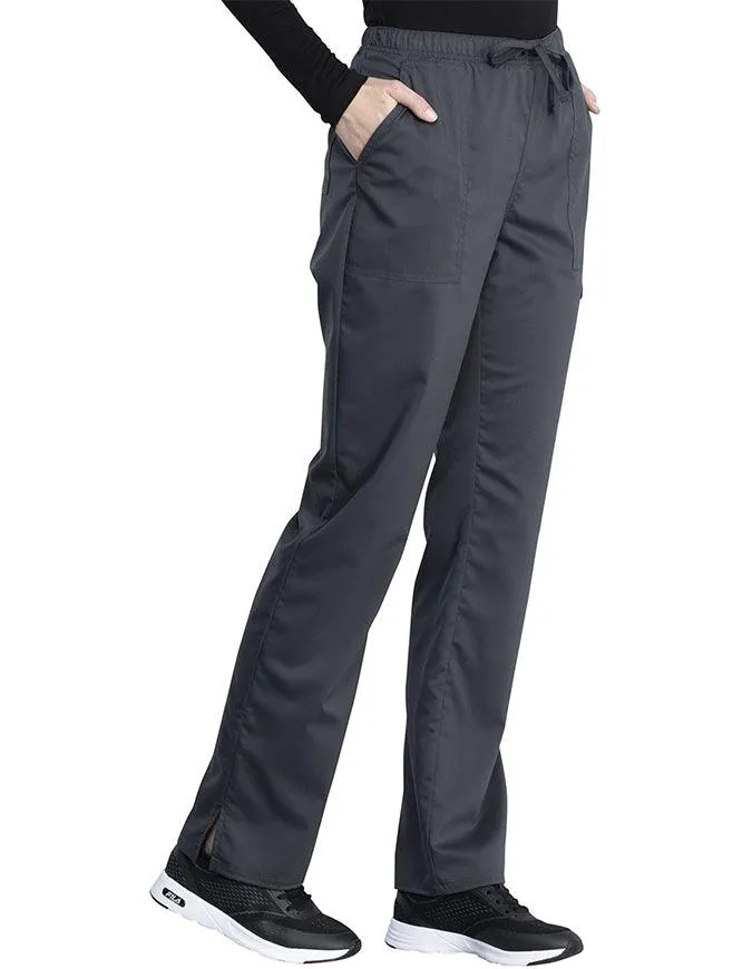 Cherokee Workwear Revolution Tech Women's Mid Rise Straight Leg Drawstring Pant