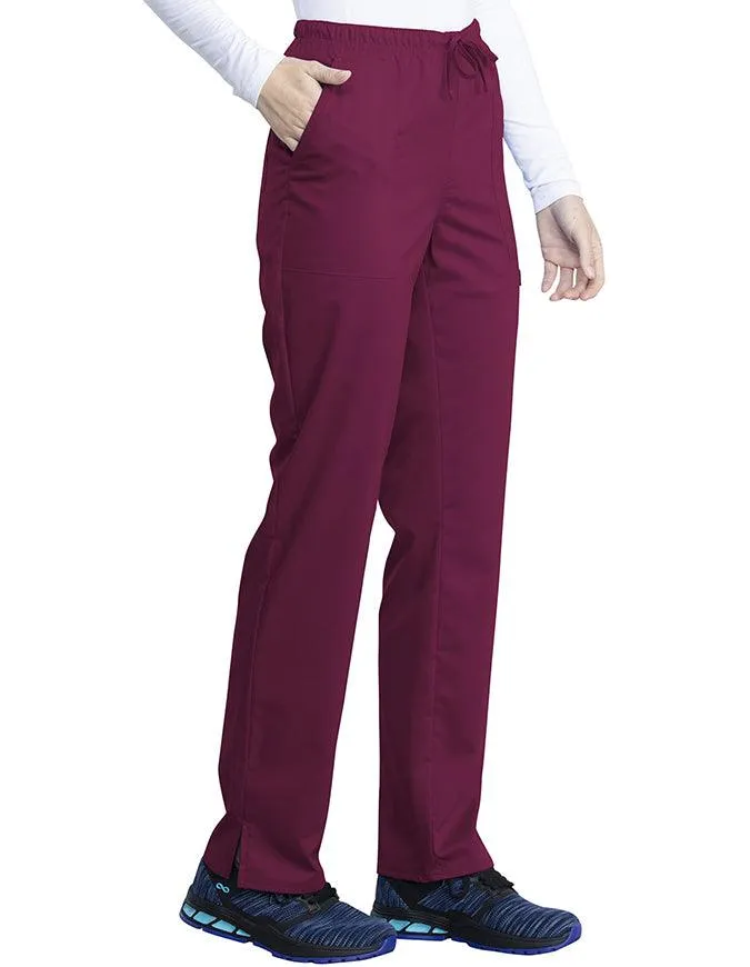 Cherokee Workwear Revolution Tech Women's Mid Rise Straight Leg Drawstring Pant