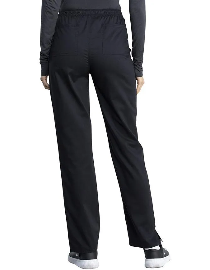 Cherokee Workwear Revolution Tech Women's Mid Rise Straight Leg Drawstring Petite Pant