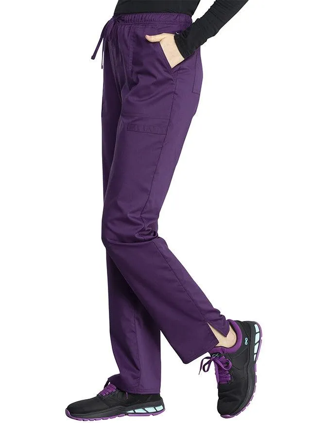 Cherokee Workwear Revolution Tech Women's Mid Rise Straight Leg Drawstring Petite Pant