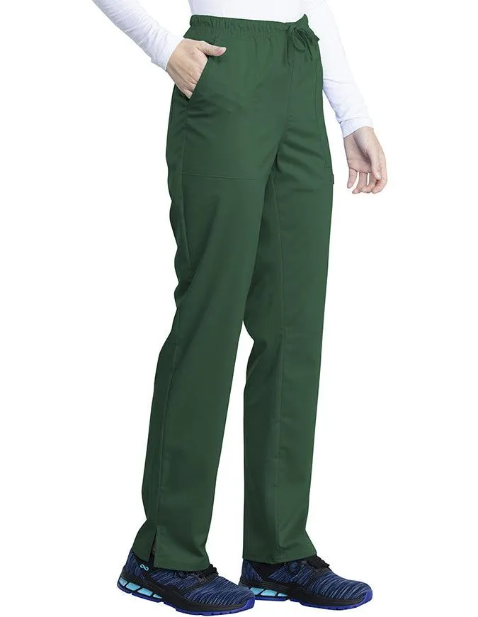 Cherokee Workwear Revolution Tech Women's Mid Rise Straight Leg Drawstring Petite Pant