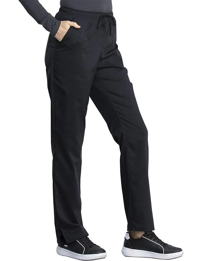 Cherokee Workwear Revolution Tech Women's Mid Rise Straight Leg Drawstring Petite Pant