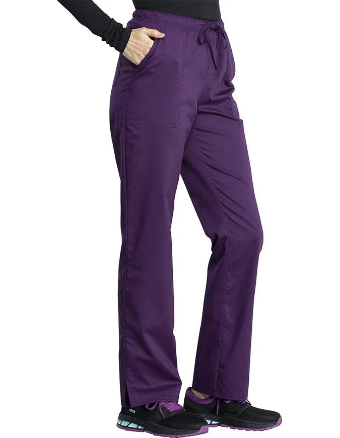 Cherokee Workwear Revolution Tech Women's Mid Rise Straight Leg Drawstring Petite Pant