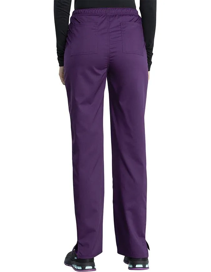 Cherokee Workwear Revolution Tech Women's Mid Rise Straight Leg Drawstring Petite Pant