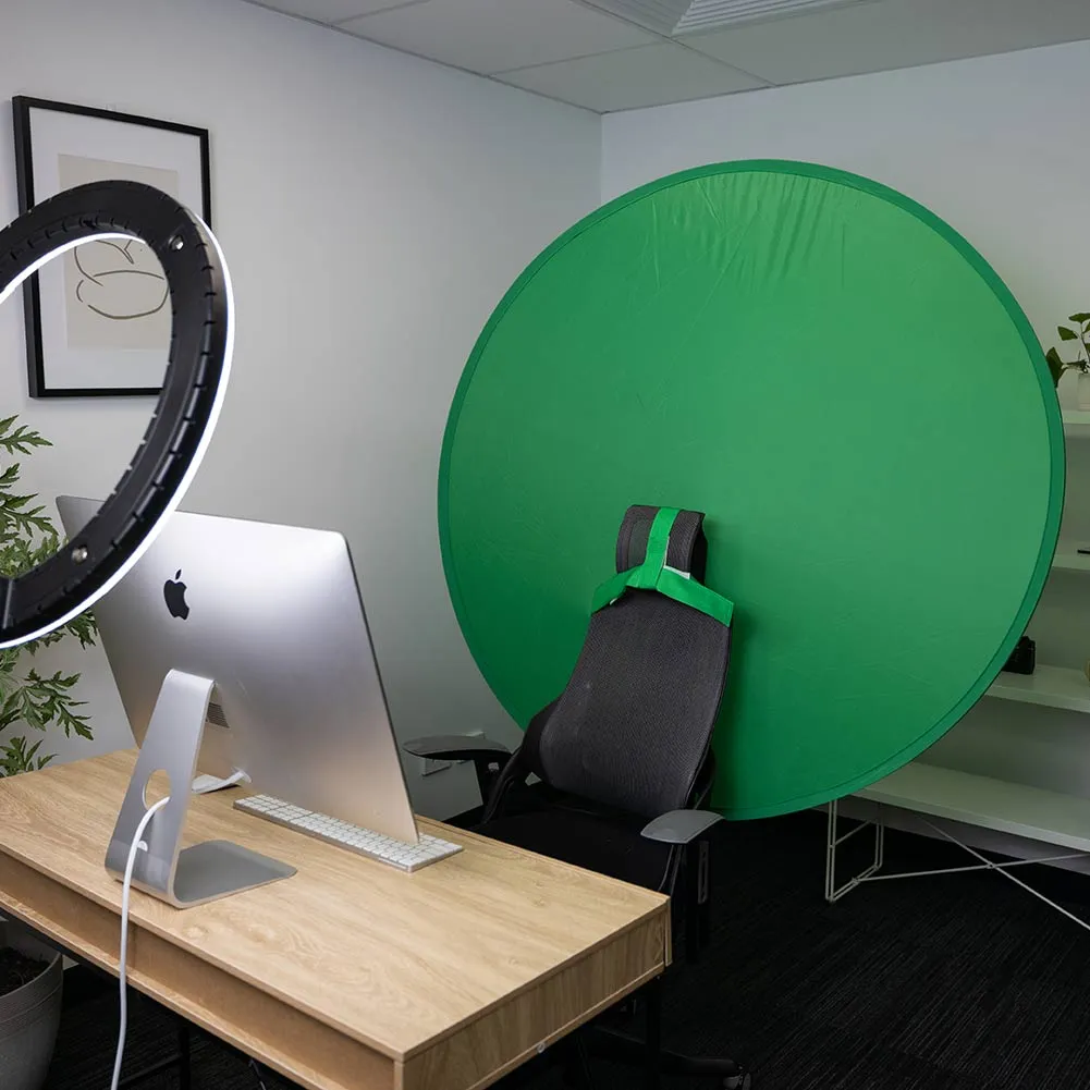 Collapsible 56"/142cm Portable Pop-up Green Screen Backdrop with Chair Attachment