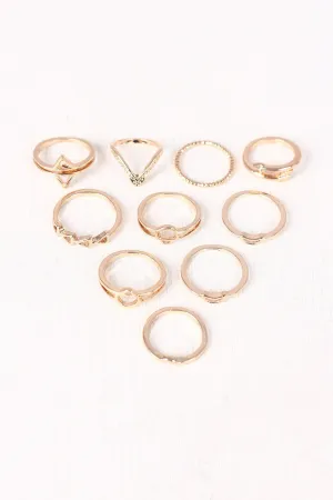 Crescent Arrow Multi Ring Set