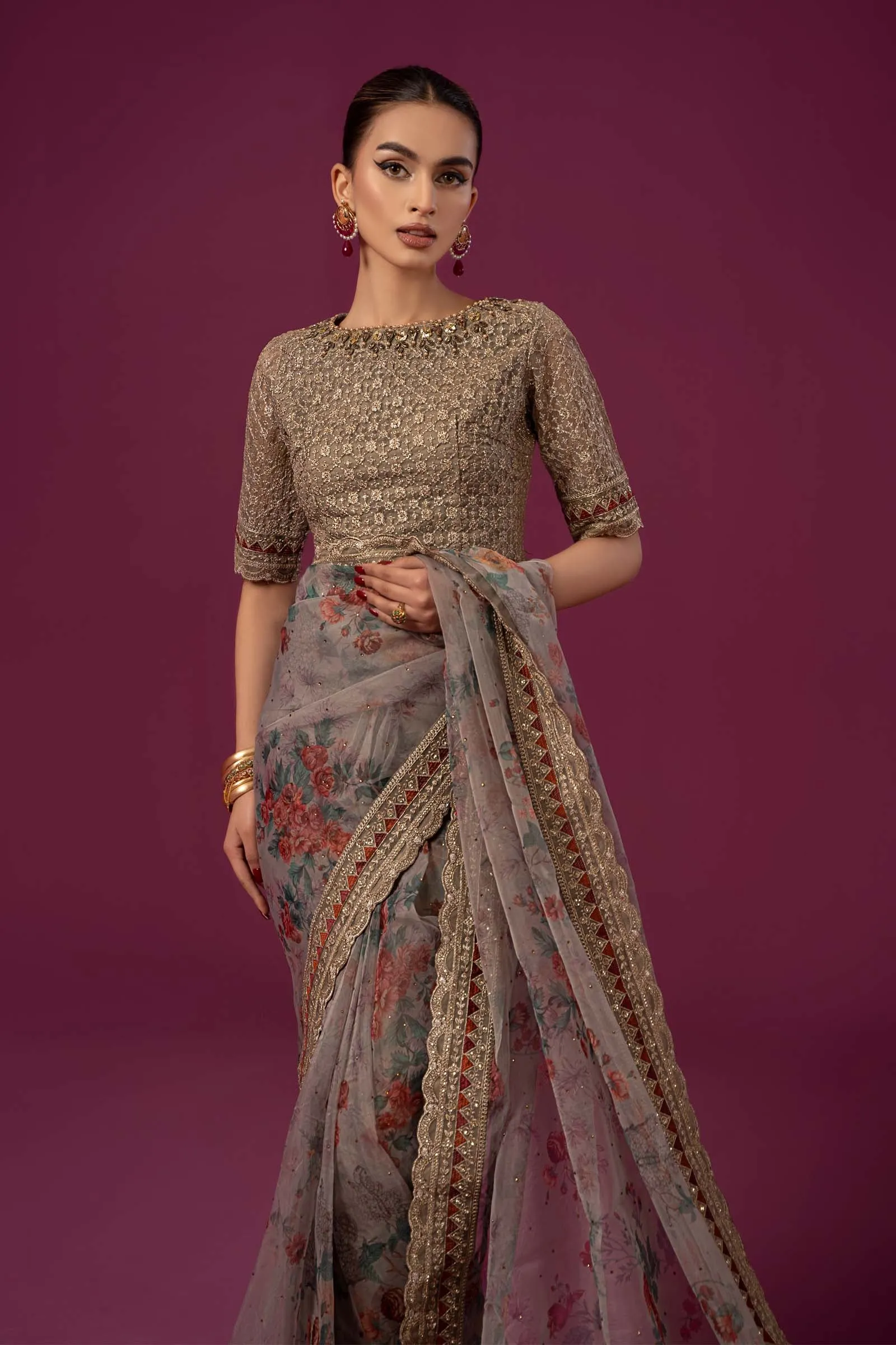 Embroidered Organza Saree | SF-EF24-08