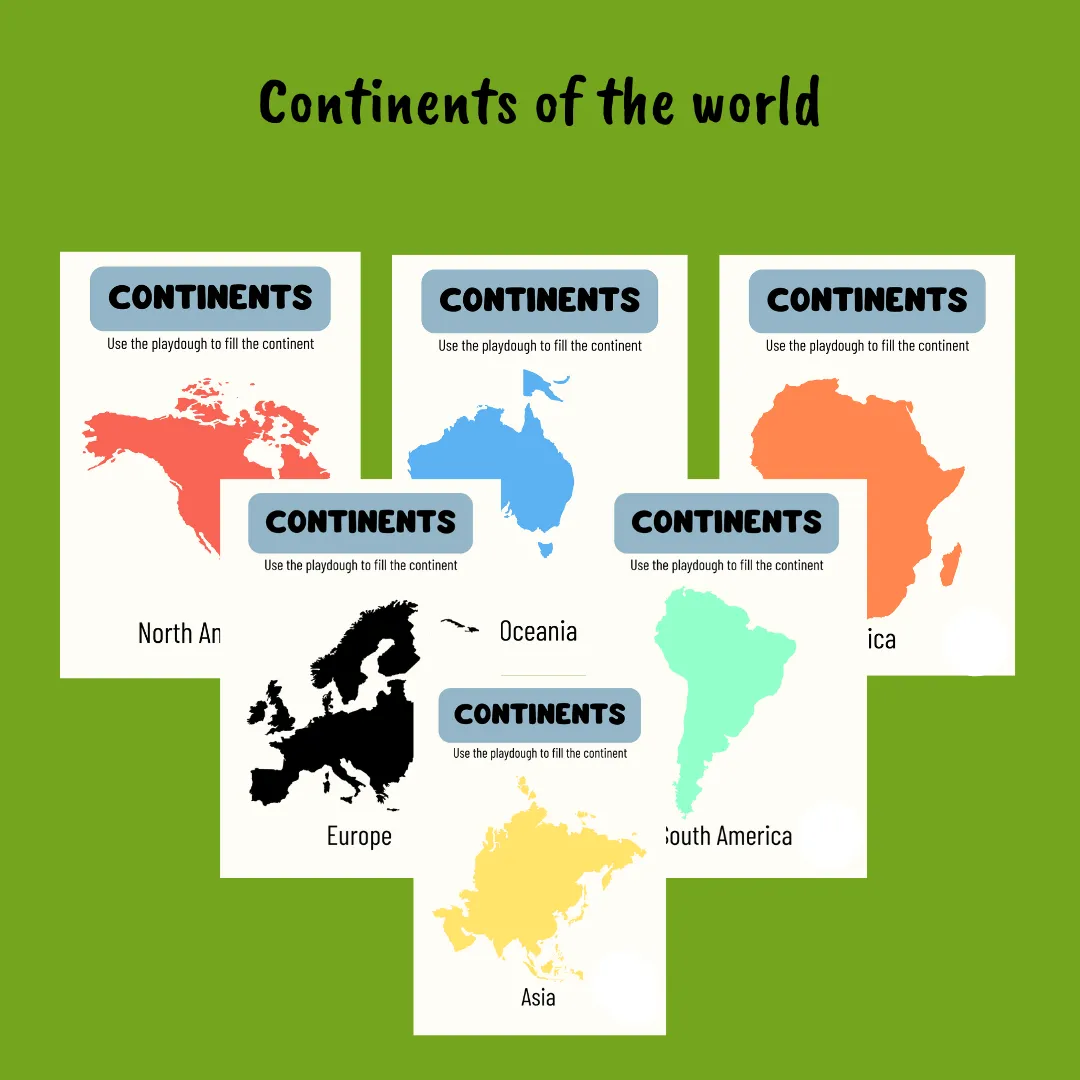 Explore the world Continent Playdough Travel Mats - Age 3 