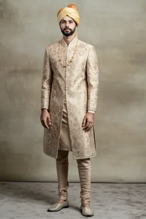 Gold All Over Embroidered Sherwani