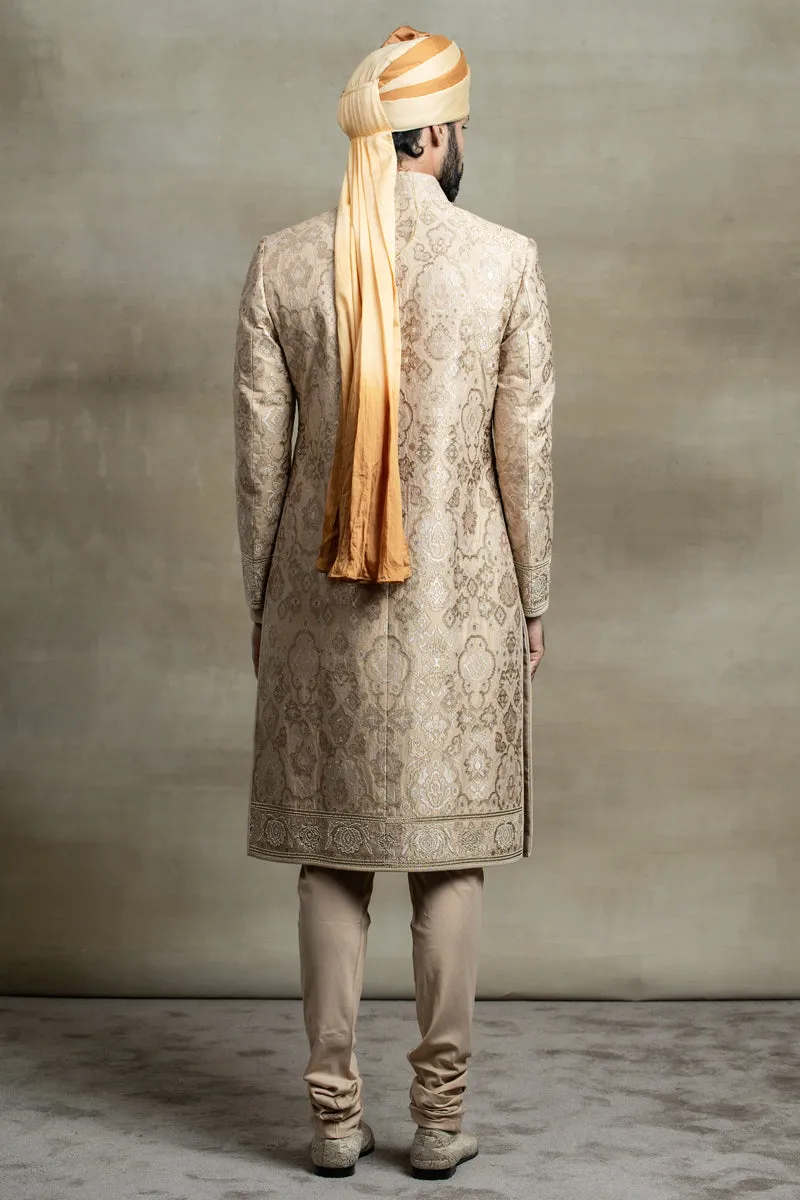 Gold All Over Embroidered Sherwani