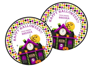 Haunted Train Station Halloween Stickers or Favor Tags