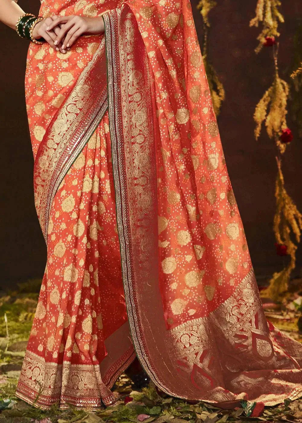 Imperial Red Zari Weaving Silk Saree