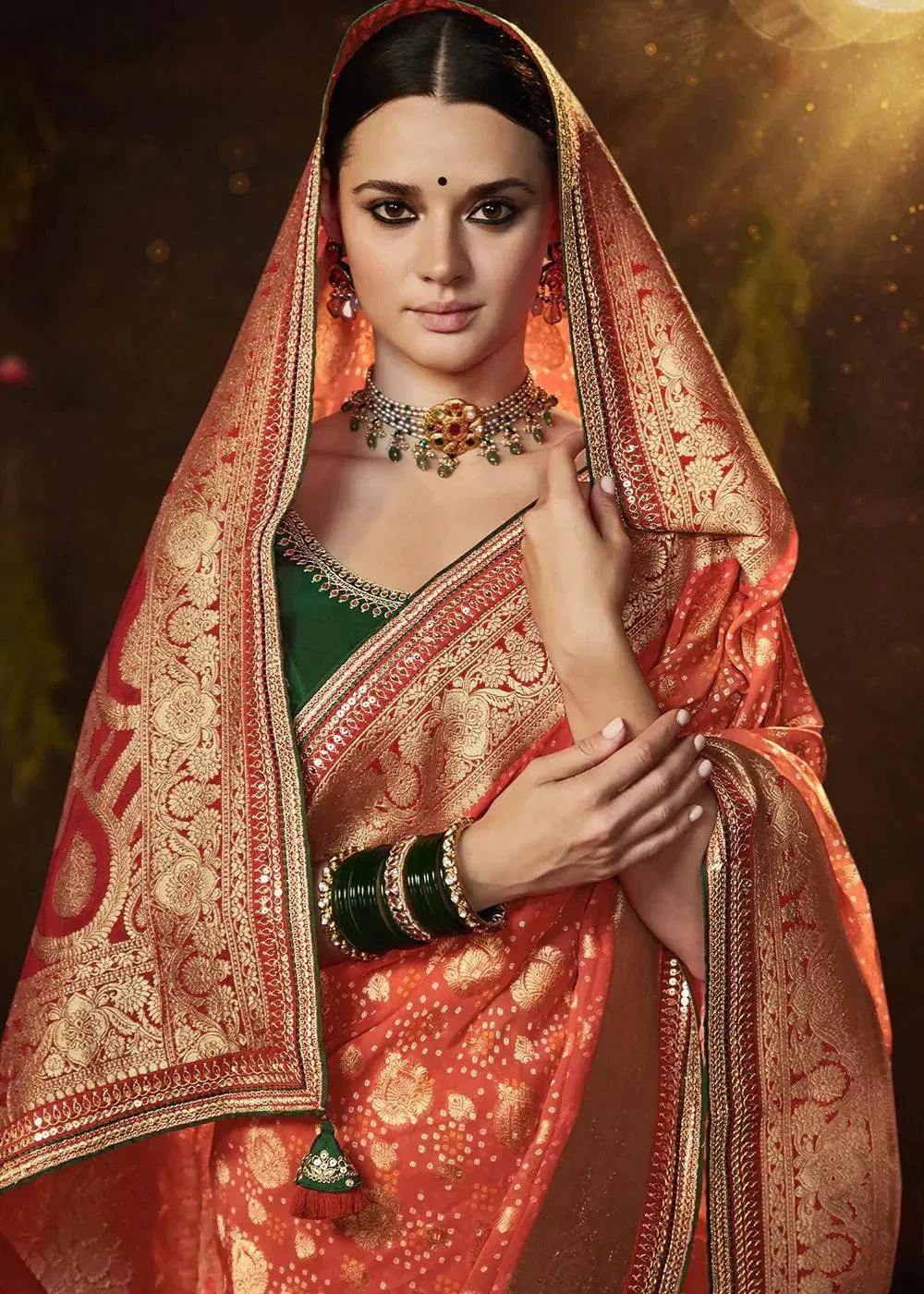 Imperial Red Zari Weaving Silk Saree