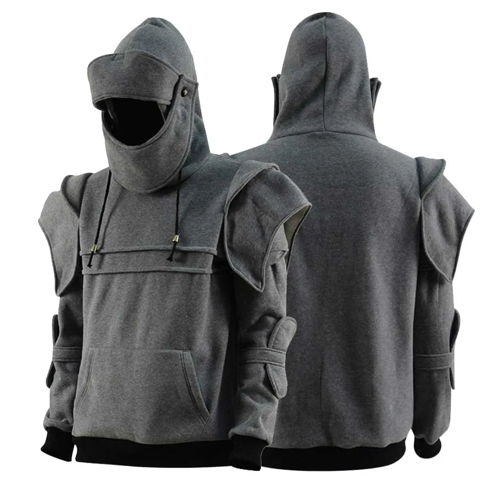 Knight Hoodie Medieval Armor Sweatshirt Winter Hooded Jacket Costume