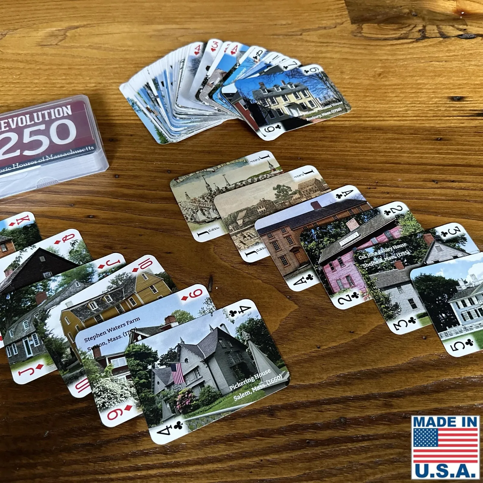 Massachusetts Historic Houses deck of cards for Revolution 250