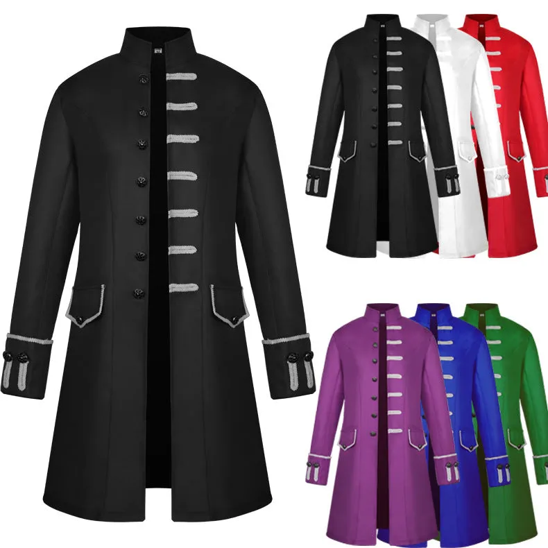 Mens Gothic Steampunk Frock Coat Vintage Medieval Victorian Costume Tailcoat