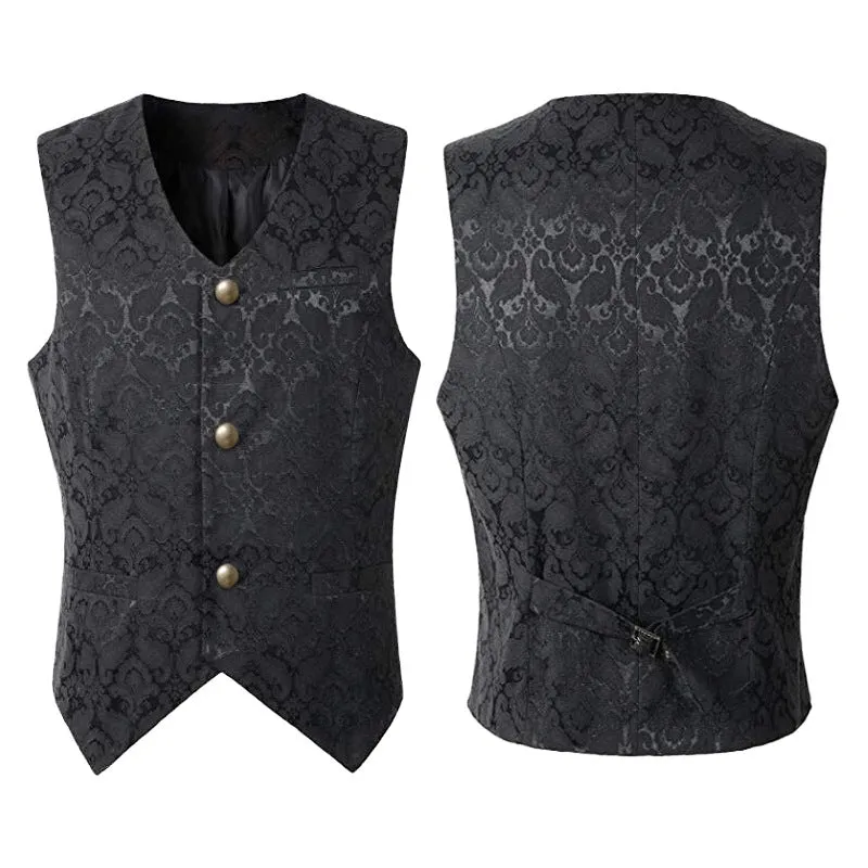 Mens Gothic Vest Waistcoat Steampunk Victorian Renaissance Costume