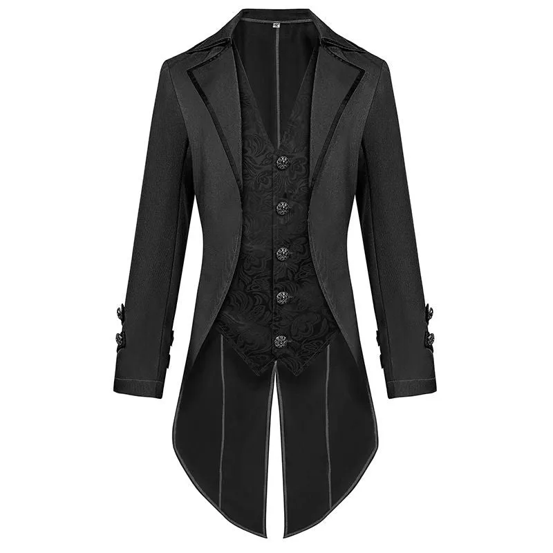 Men's Steampunk Gothic Tailcoat Jacket Victorian Pirate Vampire Costume