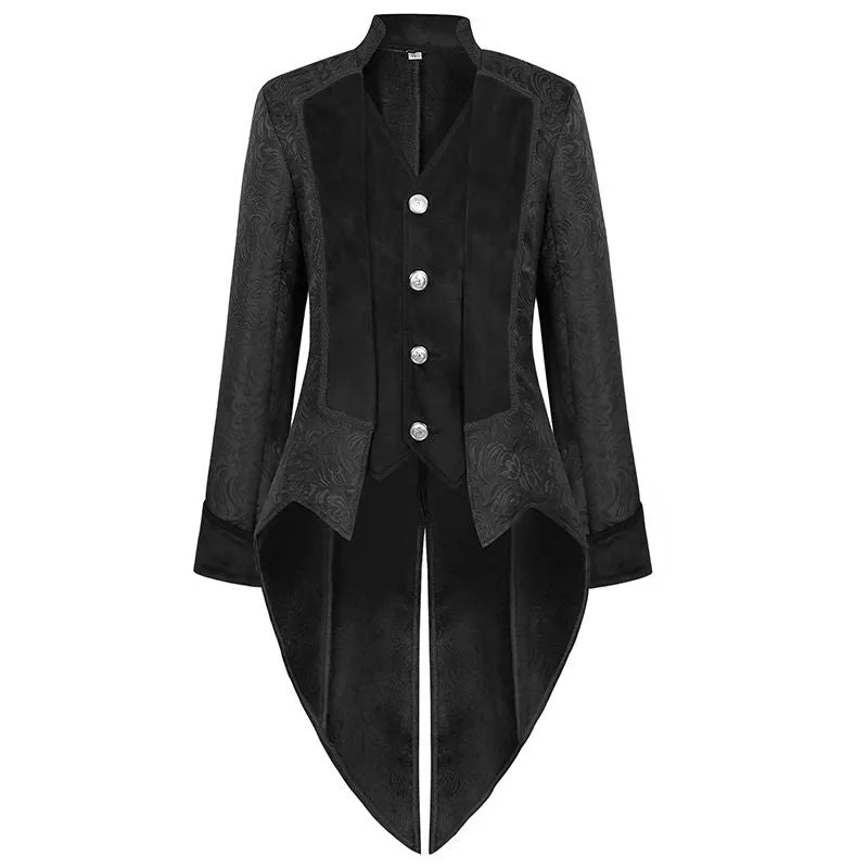 Mens Steampunk Medieval Jacket, Gothic Victorian Renaissance Tailcoat Halloween Costume Frock Coat