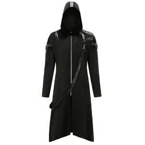 Men's Steampunk Renaissance Hooded Jacket Victorian Gothic Frock Coat