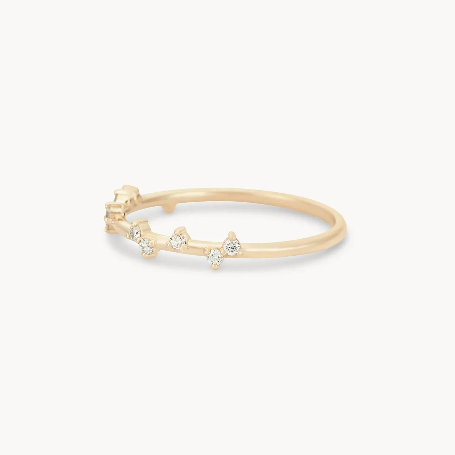 Milky way ring - 14k yellow gold, white diamond