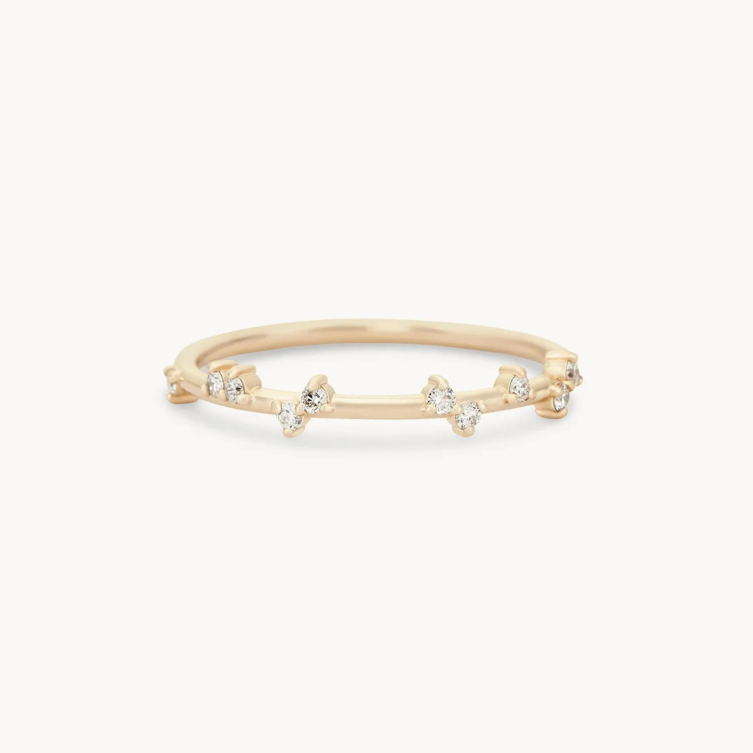 Milky way ring - 14k yellow gold, white diamond