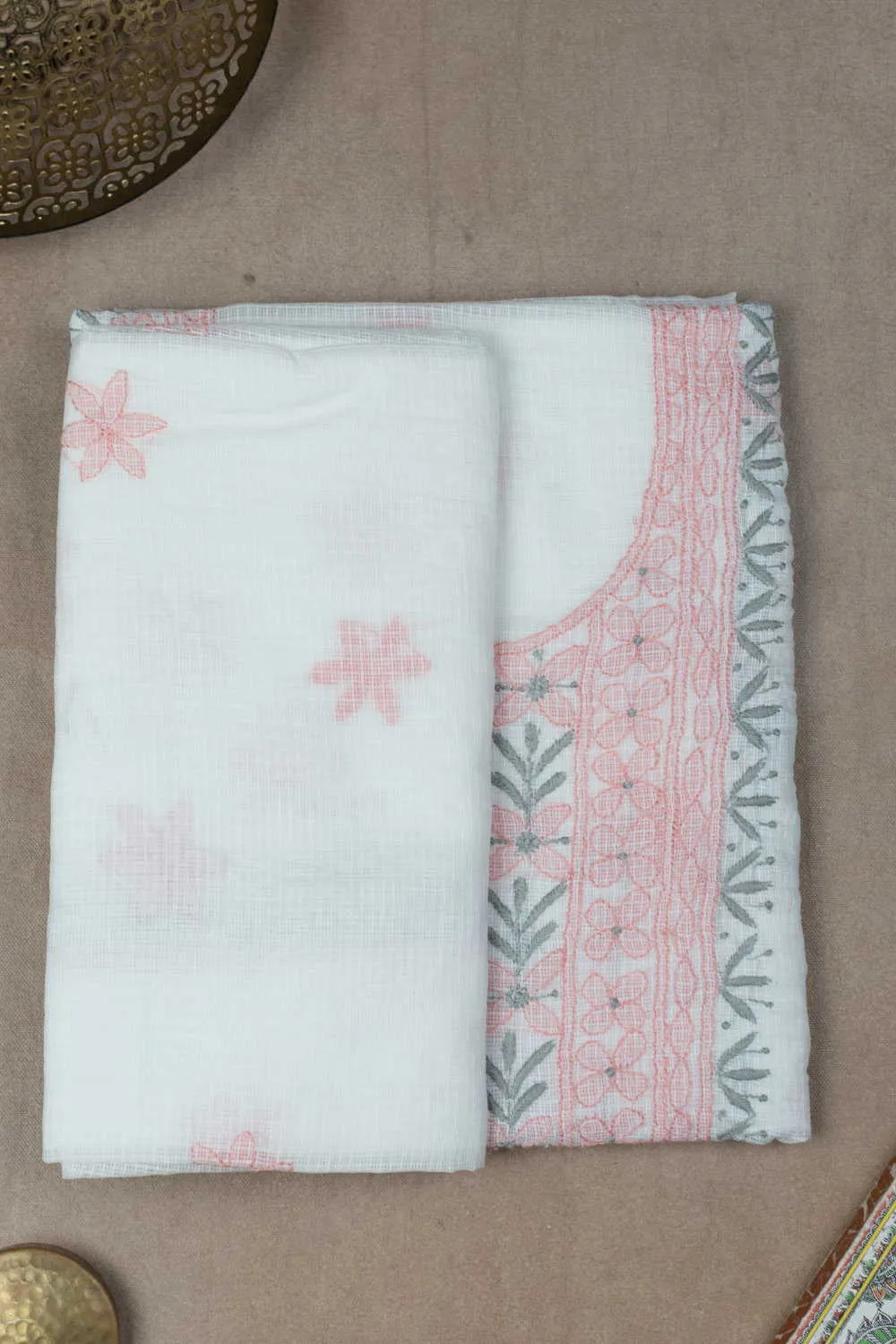 Off-White Embroidered Chikankari Top & Dupatta