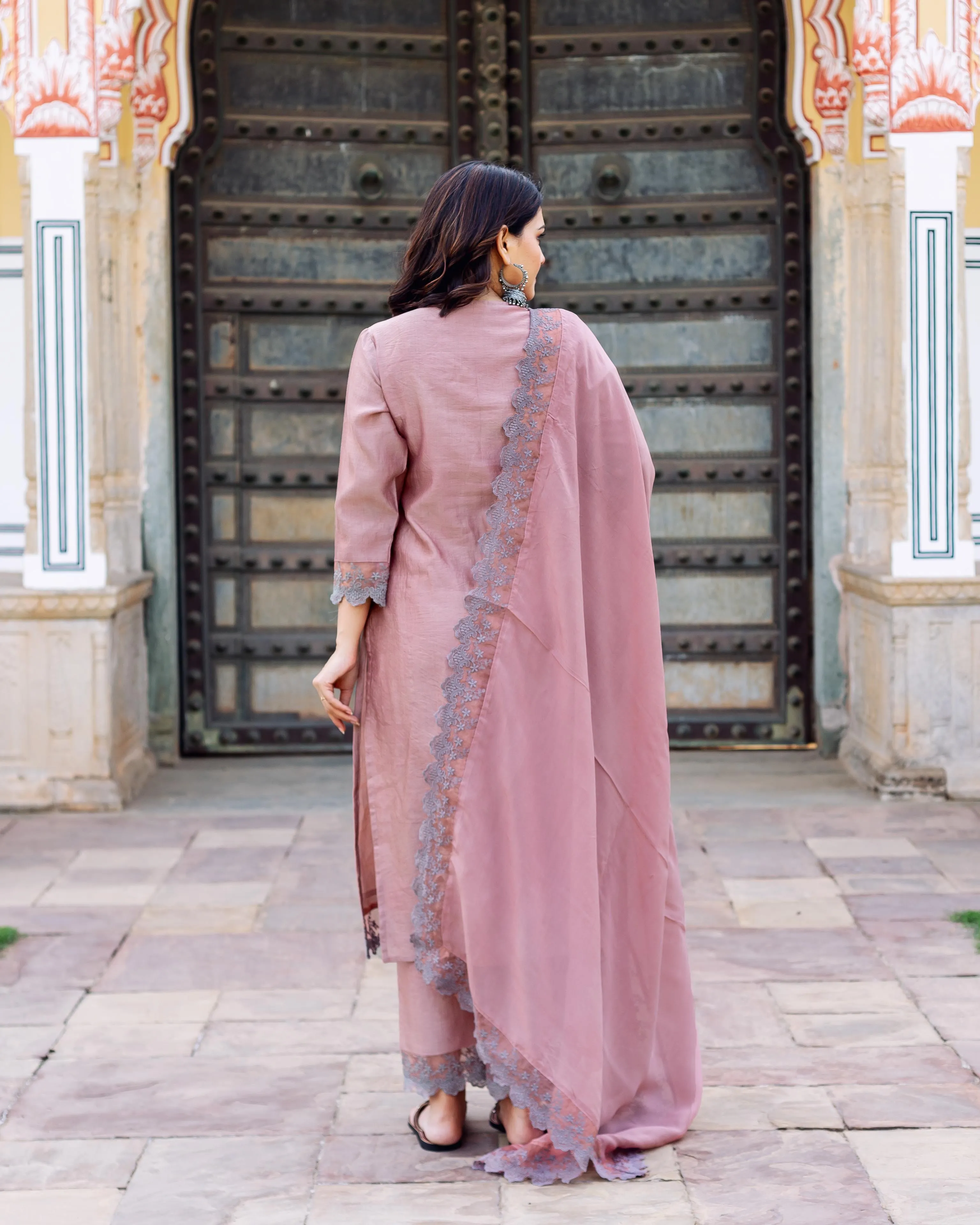 Old Rose Chanderi Silk Kurta