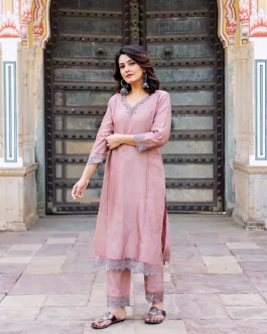 Old Rose Chanderi Silk Kurta