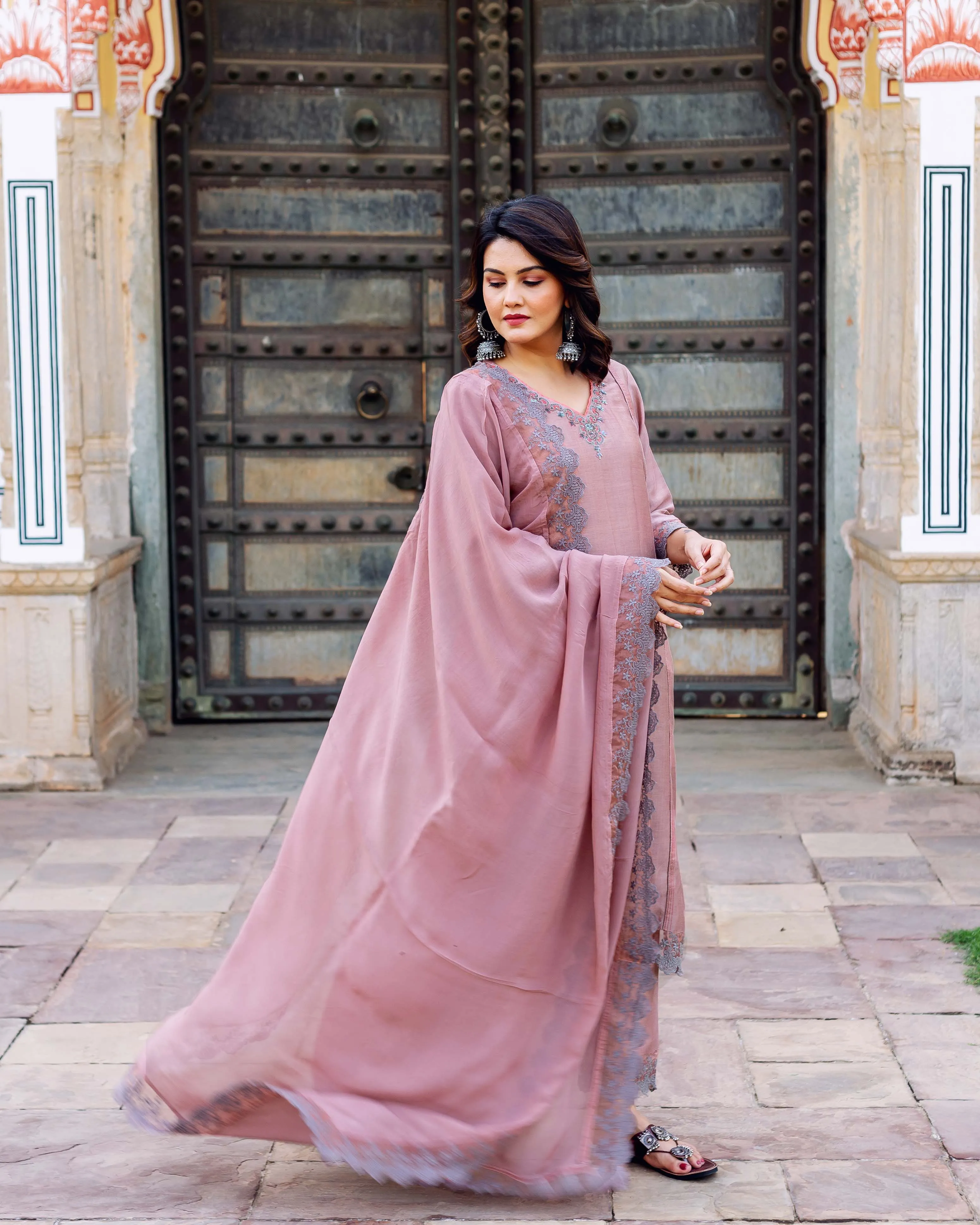 Old Rose Chanderi Silk Kurta