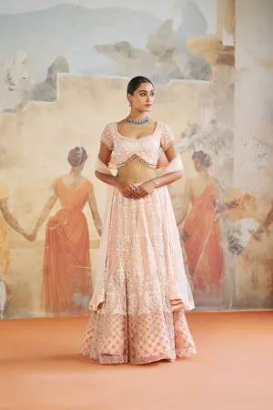 Peach pearl lehenga set