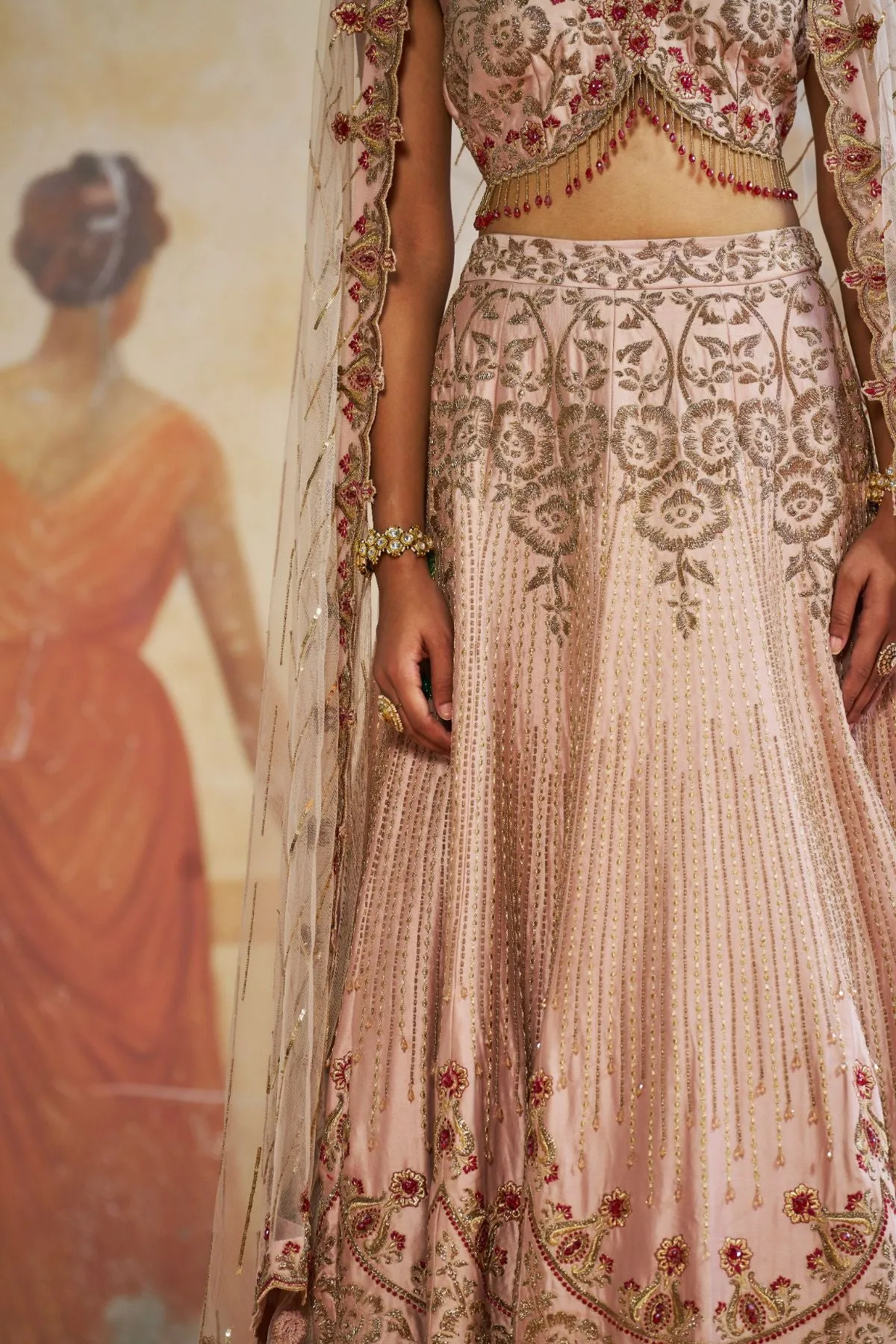 Salmon pink lehenga set