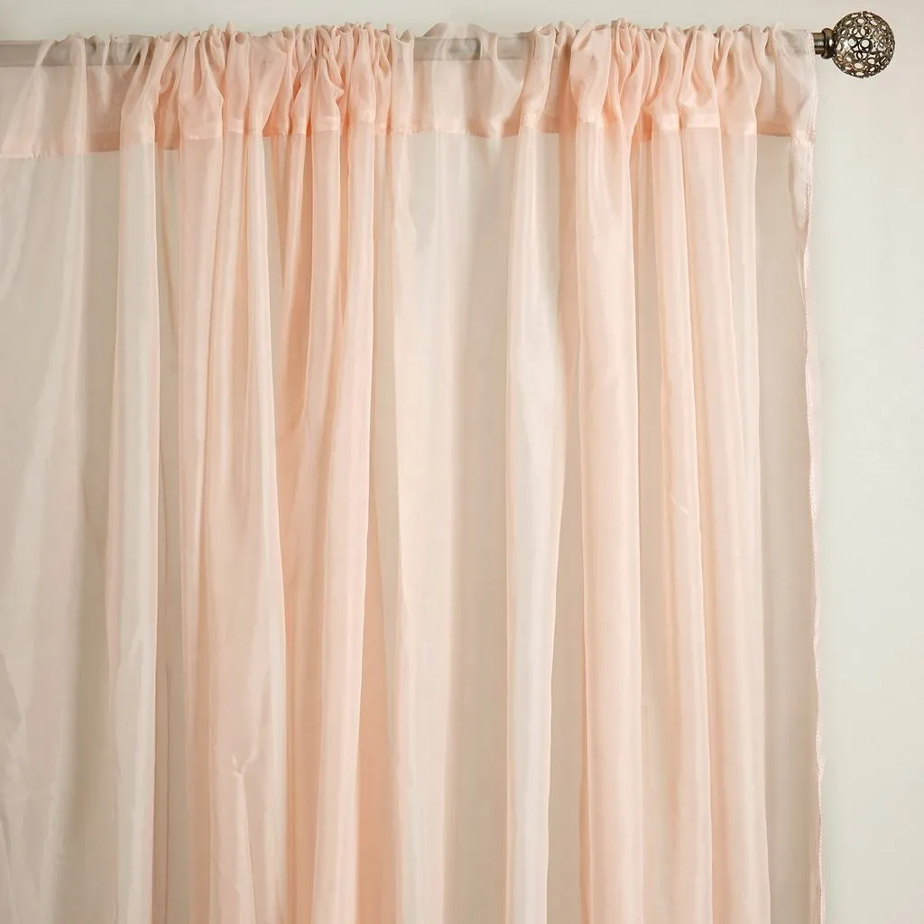 Set Of 2 Blush Fire Retardant Sheer Organza Premium Curtain Panel Backdrops Window Treatment With Rod Pockets - 5FTx10FT