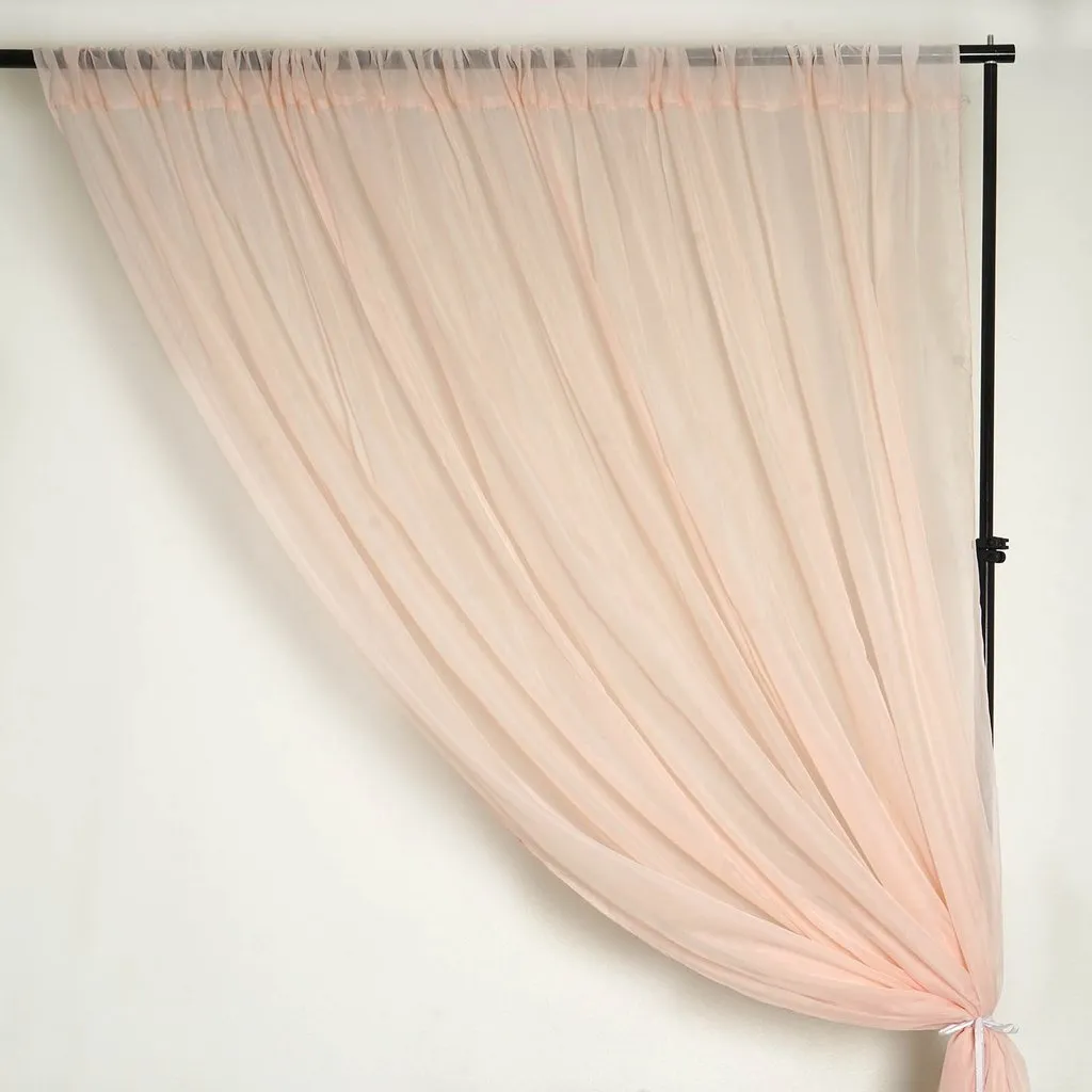 Set Of 2 Blush Fire Retardant Sheer Organza Premium Curtain Panel Backdrops Window Treatment With Rod Pockets - 5FTx10FT