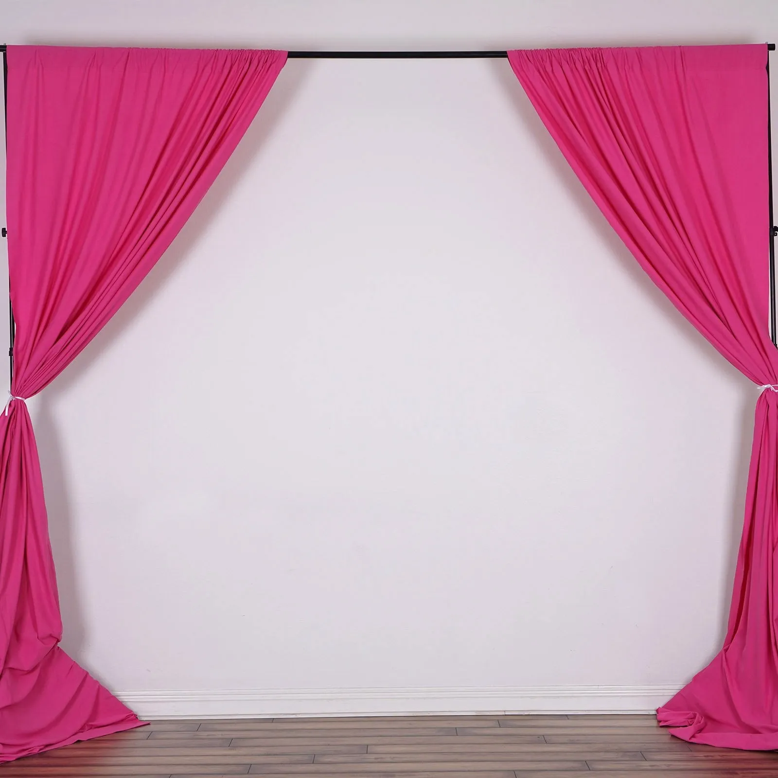 Set Of 2 Fushia Fire Retardant Polyester Curtain Panel Backdrops Window Treatment With Rod Pockets - 5FTx10FT