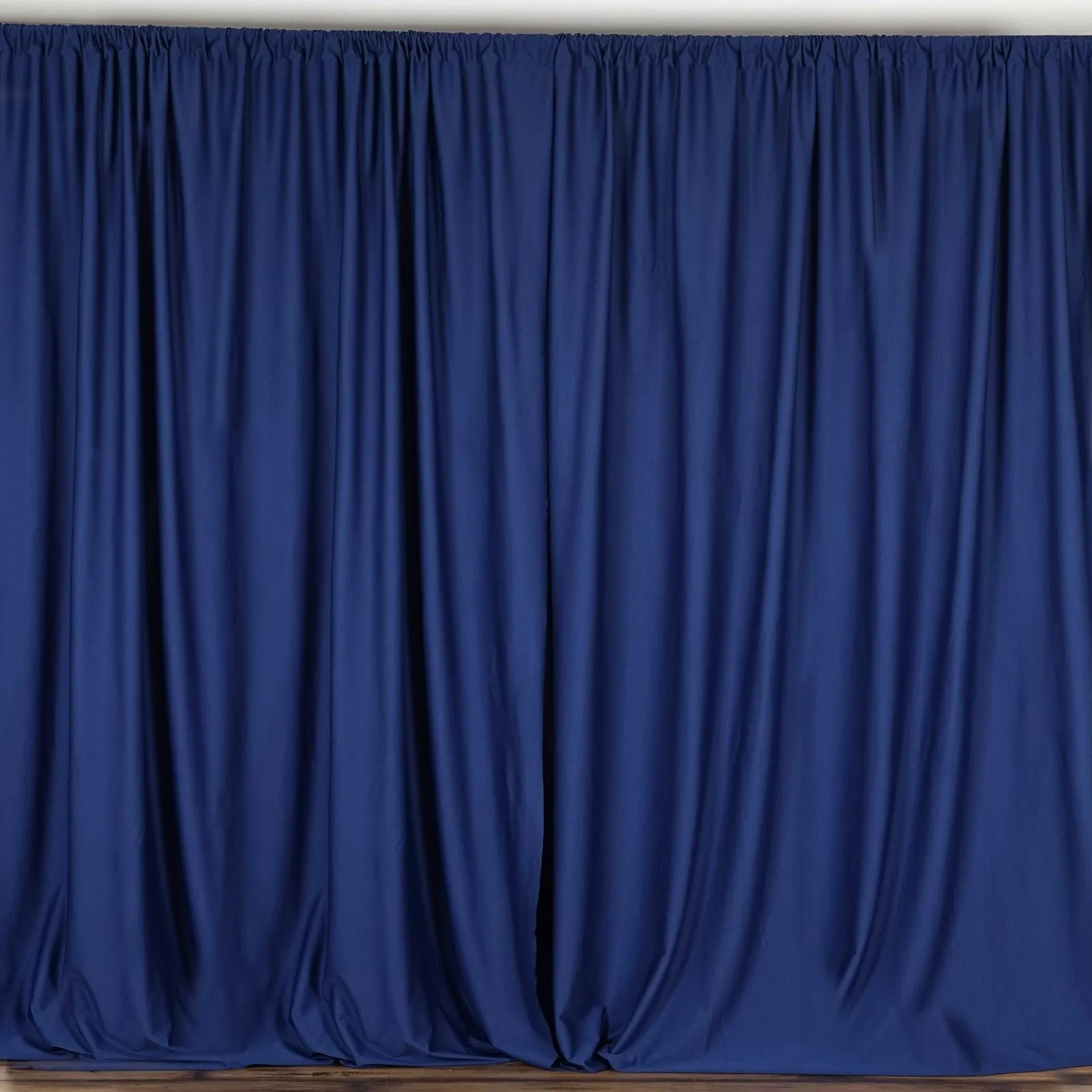 Set Of 2 Navy Fire Retardant Polyester Curtain Panel Backdrops Window Treatment With Rod Pockets - 5FTx10FT