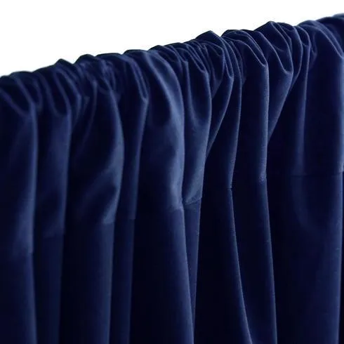 Set Of 2 Navy Fire Retardant Polyester Curtain Panel Backdrops Window Treatment With Rod Pockets - 5FTx10FT