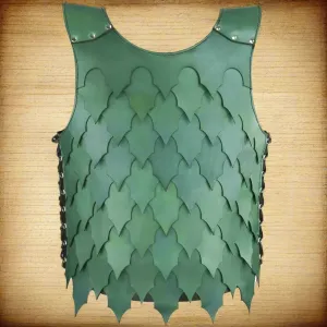 Viking Green Viking Pirate Knight Costume Steampunk Leather Green Scale Vest Chest Armor