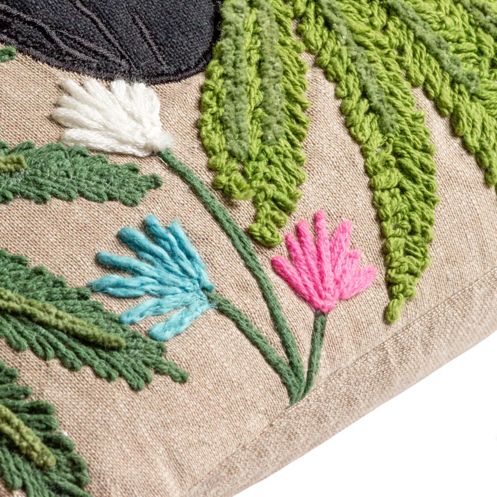 Zedra Embroidered Cushion Fern