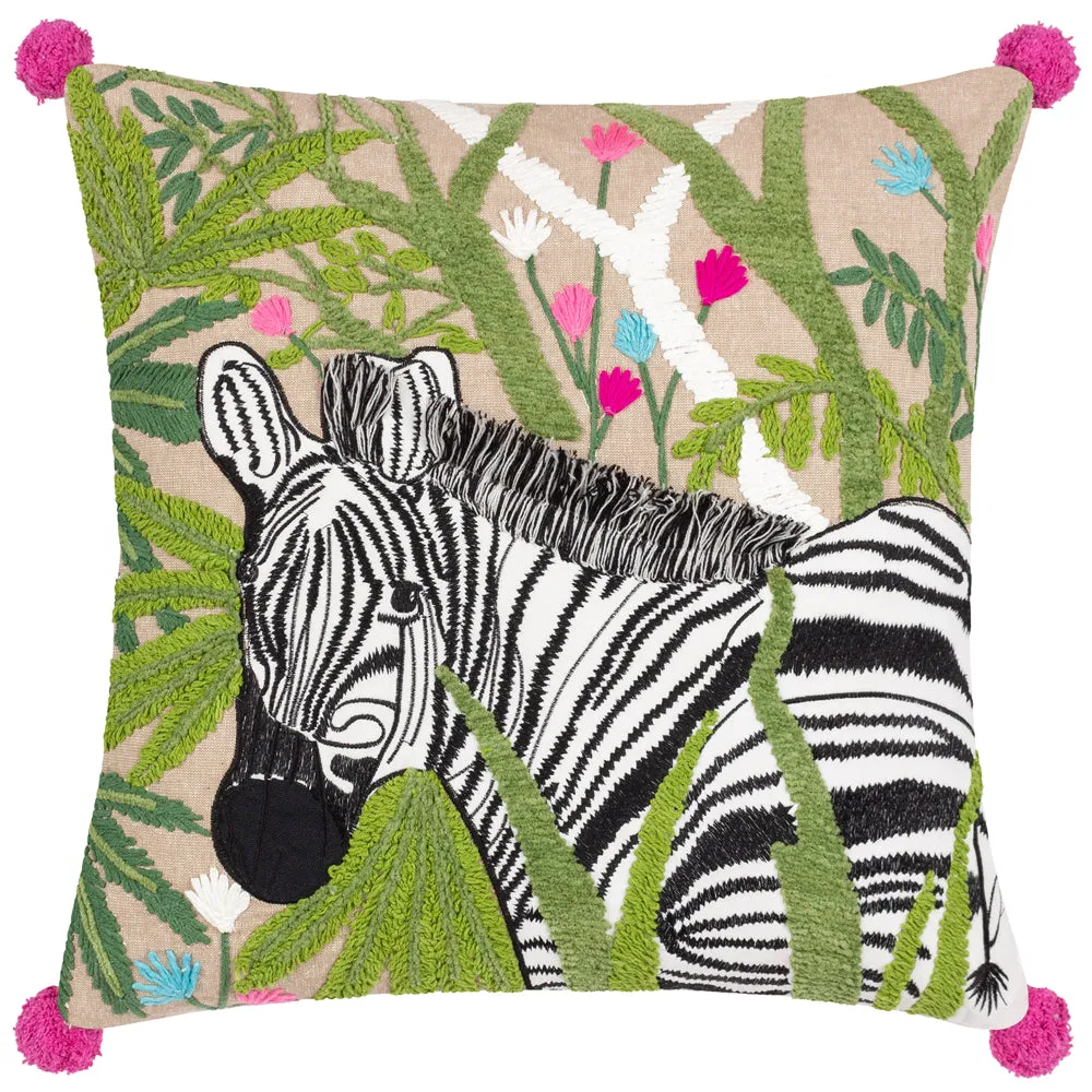 Zedra Embroidered Cushion Fern